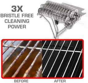 img 2 attached to 🔥 Flexzos Bristle-Free BBQ Grill Brush with Steel Scraper - Safe for All Grill Types & Grates, Includes Storage Case