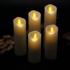 img 2 attached to 🕯️ Vinkor Flameless Candles - Battery Operated Decorative LED Pillar Candles Set with Moving Flame, Real Wax Finish, 10-Key Remote Control, and Timer Options (2/4/6/8 Hours)