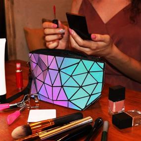 img 2 attached to Tikea Small Makeup Pouch - Portable Travel Clutch Mini Beauty Bag Toiletry Cosmetic Wristlets, Luminous or Printed