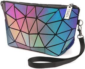 img 4 attached to Tikea Small Makeup Pouch - Portable Travel Clutch Mini Beauty Bag Toiletry Cosmetic Wristlets, Luminous or Printed