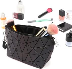 img 1 attached to Tikea Small Makeup Pouch - Portable Travel Clutch Mini Beauty Bag Toiletry Cosmetic Wristlets, Luminous or Printed