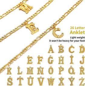 img 1 attached to 📿 ChainsHouse Initial Anklet for Women, 18K Gold Figaro Cuban Link Ankle Bracelet, Custom Name Gold Anklet with Initials, 4.5MM Width, Adjustable 22-27CM, Includes Gift Box