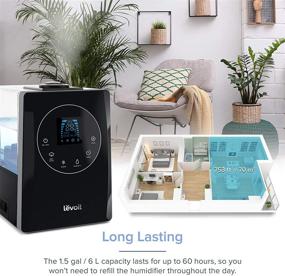 img 4 attached to LEVOIT Humidifiers for Large Room Bedroom (6L), Warm and Cool Mist Ultrasonic Air Vaporizer for Home Whole House Babies, Customized Humidity, Remote Control, Whisper-Quiet, Black: A Complete Solution for Optimal Indoor Air Moisture Levels