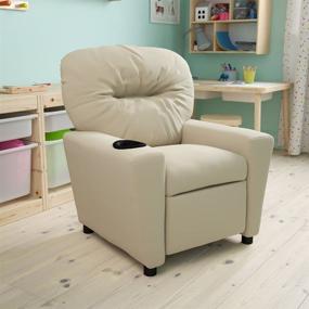 img 3 attached to Contemporary Beige Vinyl Kids Recliner with Cup Holder: Flash Furniture's Stylish and Functional Seating Solution for Children
