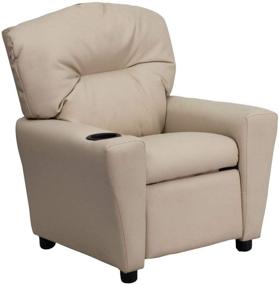 img 2 attached to Contemporary Beige Vinyl Kids Recliner with Cup Holder: Flash Furniture's Stylish and Functional Seating Solution for Children