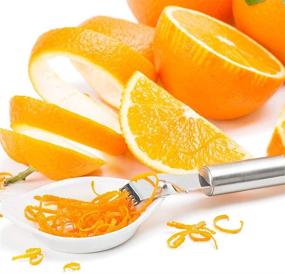 img 2 attached to Kmeivol Lemon Zester for Kitchen: Durable Metallic Combination Bar Channel Knife with Hanging Loop and 5 Holes – Sturdy Heavy Duty Stainless Steel Citrus Twist Peeler Orange Peeler Set