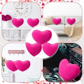 img 2 attached to ❤️ Jetec 3-Piece Valentine Heart Plush Hanging Toys: Mini Heart Throw Pillows & Cushion Set for Valentine's Day Décor in Living Room or Office, Rose Red