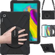 📱 braecn galaxy tab s5e case: heavy duty shockproof protection with rotating kickstand and hand strap - black logo