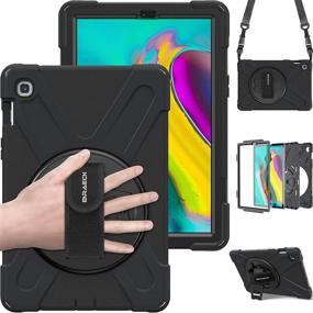 img 4 attached to 📱 BRAECN Galaxy Tab S5e Case: Heavy Duty Shockproof Protection with Rotating Kickstand and Hand Strap - Black