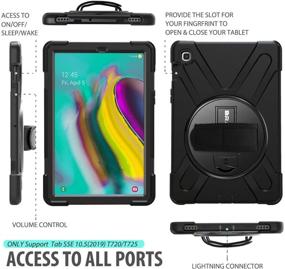 img 3 attached to 📱 BRAECN Galaxy Tab S5e Case: Heavy Duty Shockproof Protection with Rotating Kickstand and Hand Strap - Black