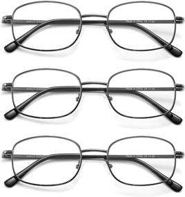 img 3 attached to 👓 Lightweight Metal Frame Reading Glasses for Men and Women, Classic Plain Readers with Spring Hinges - Enhance your SEO!