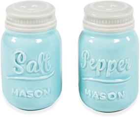 img 4 attached to 🧂 Mason Salt & Pepper Shakers - Vintage Ceramic Set for Retro Farmhouse Decorative Kitchen