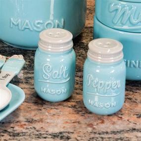 img 1 attached to 🧂 Mason Salt & Pepper Shakers - Vintage Ceramic Set for Retro Farmhouse Decorative Kitchen