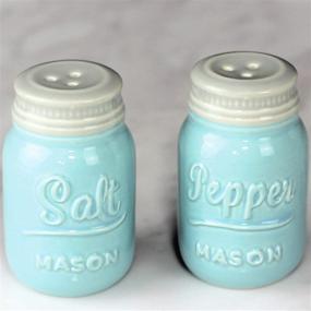 img 2 attached to 🧂 Mason Salt & Pepper Shakers - Vintage Ceramic Set for Retro Farmhouse Decorative Kitchen