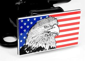 img 2 attached to 🦅 American Eagle Flag Emblem Metal Trailer Hitch Cover - eVerHITCH | Fits 2" Receiver, Color Flag