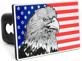 img 3 attached to 🦅 American Eagle Flag Emblem Metal Trailer Hitch Cover - eVerHITCH | Fits 2" Receiver, Color Flag