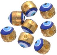 🧿 mystart 50 pieces gold plated 5mm alloy enamel evil eye beads charms in royal blue - perfect for diy bracelet crafts logo