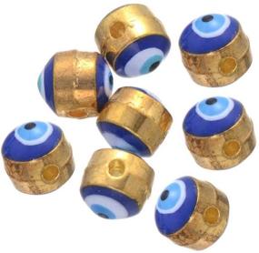 img 4 attached to 🧿 Mystart 50 Pieces Gold Plated 5mm Alloy Enamel Evil Eye Beads Charms in Royal Blue - Perfect for DIY Bracelet Crafts