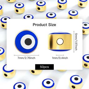 img 2 attached to 🧿 Mystart 50 Pieces Gold Plated 5mm Alloy Enamel Evil Eye Beads Charms in Royal Blue - Perfect for DIY Bracelet Crafts