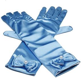 img 1 attached to 👗 Chic and Comfortable Stretchy Satin Long Finger Bowknot Dress Glove for Girls