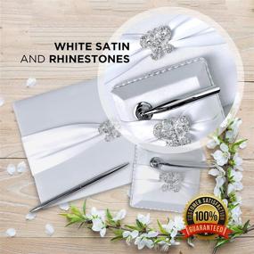img 2 attached to 🦋 Exquisite Butterfly Rhinestone Wedding Guest Book Set with White Satin Cover – Elegant Lined Pages for Sign-in – Classic Touch Guestbook for Weddings