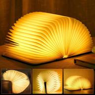 wooden book light - novelty folding lamp for home office decor: creative usb rechargeable table lamp with magnetic design - perfect gift for kids, family, and girlfriend logo