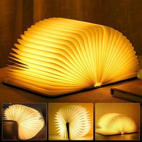 img 4 attached to Wooden Book Light - Novelty Folding Lamp for Home Office Decor: Creative USB Rechargeable Table Lamp with Magnetic Design - Perfect Gift for Kids, Family, and Girlfriend