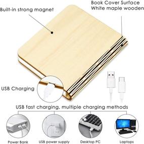 img 2 attached to Wooden Book Light - Novelty Folding Lamp for Home Office Decor: Creative USB Rechargeable Table Lamp with Magnetic Design - Perfect Gift for Kids, Family, and Girlfriend