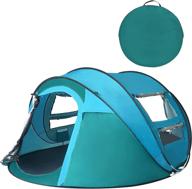 🏖️ 3-5 person pop up beach tent - portable camping accessory with waterproof double layer, automatic instant setup, sun uv protection, and family outdoor camping canopy - 9.2x6.56 ft логотип