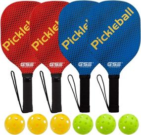 img 4 attached to GSE Games & Sports Expert Pickleball Paddle Bundle Set with Wooden Rackets, Indoor/Outdoor Balls, and Mesh Carrying Bag for Enhanced Performance