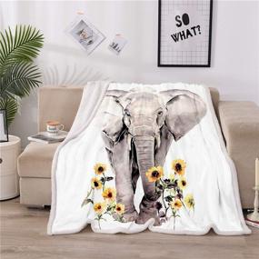 img 4 attached to LOVINSUNSHINE Sunflower Elephant Blanket Blankets