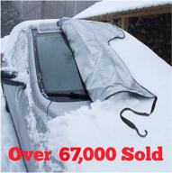 snowoff windshield snow ice cover: premium car cover for winter ice, rain, and frost - custom made, windproof straps, wings, suction cups, magnets - bonus items included - 2 sizes available logo