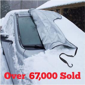 img 4 attached to SnowOFF Windshield Snow Ice Cover: Premium Car Cover for Winter Ice, Rain, and Frost - Custom Made, Windproof Straps, Wings, Suction Cups, Magnets - Bonus Items Included - 2 Sizes Available