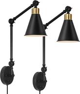 🔌 set of 2 dimmable swing arm wall lamps, plug-in or hardwired wray wall sconces with on/off switch - perfect for home decor, hallway, headboard, bathroom, bedroom, farmhouse логотип