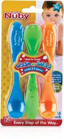 img 2 attached to 🍴 Nuby 16-Piece Washable or Disposable Toddler Feeding Fork and Spoon Set