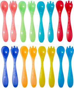 img 4 attached to 🍴 Nuby 16-Piece Washable or Disposable Toddler Feeding Fork and Spoon Set