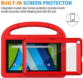 img 2 attached to 🔴 AVAWO Kids Case for RCA Voyager 7 Tablet - Shockproof Red Case for 7 inch RCA Voyager I/II/III/Pro Android Tablet with Built-in Screen Protector and Lightweight Stand Capabilities