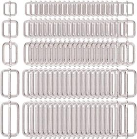 img 4 attached to 🔧 Swpeet 100 Pcs Metal Rectangle Adjuster Triglides Slides Buckle Set - Perfect for DIY Belt Bag Accessories - Multiple Sizes Included