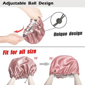 img 2 attached to Auban Большая шапка для сна с галстуком для волос: шелковая отделка для ухода за волосами и мытья лица для женщин с кудрями