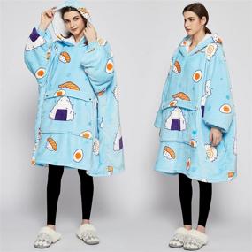 img 3 attached to 🧥 Sherpa Wearable Blanket Hoodie for Adults: Oversized Sweatshirt Blanket with Pockets - All Patterns Available