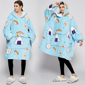 img 1 attached to 🧥 Sherpa Wearable Blanket Hoodie for Adults: Oversized Sweatshirt Blanket with Pockets - All Patterns Available