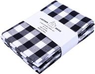 🔝 premium quality 100% cotton kitchen towels - set of 6 - highly absorbent dish towels/tea towels - ultra soft &amp; multipurpose - machine washable - black &amp; white - 20x30 inches логотип