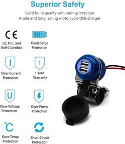 img 3 attached to 🔌 Cliff Top 4.6 Amp 23W Aluminium Motorcycle USB Charger for 7/8’’, 1’’ Handlebars on ATV/UTV - Dual-Port Fast Charging, Heavy Duty, Waterproof - Ideal for Smartphones, GPS, Tablets, and Cameras (Blue)