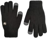 lethmik kids touchscreen knit gloves, winter solid black children's warm thick fleece lined gloves logo