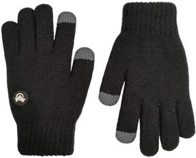 img 4 attached to LETHMIK Kids Touchscreen Knit Gloves, Winter Solid Black Children's Warm Thick Fleece Lined Gloves