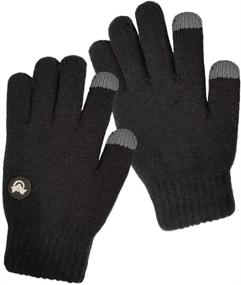 img 3 attached to LETHMIK Kids Touchscreen Knit Gloves, Winter Solid Black Children's Warm Thick Fleece Lined Gloves