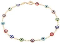 10 inch anklet with gold 😍 overlay and multi-color mini evil eye design (t-324) logo