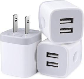 img 4 attached to USB Wall Charger, Dual USB Charging Cube, 2.4A Fast Charger Adapter 3-Pack for iPhone 12 11 Pro Max XS XR X SE 8 7 6S Samsung Galaxy S21 S20 Note 21 20
