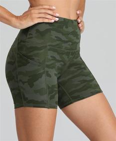 img 2 attached to 🩳 Oalka Women's Short Yoga Shorts with Side Pockets, High Waist, and Workout Running Sports Design, 4 Inches