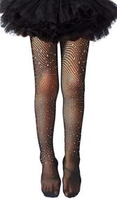 img 4 attached to LUCKELF Girls Fishnet Tights: Sparkling Rhinestone Hollow Out Pantyhose in 12 Vibrant Colors